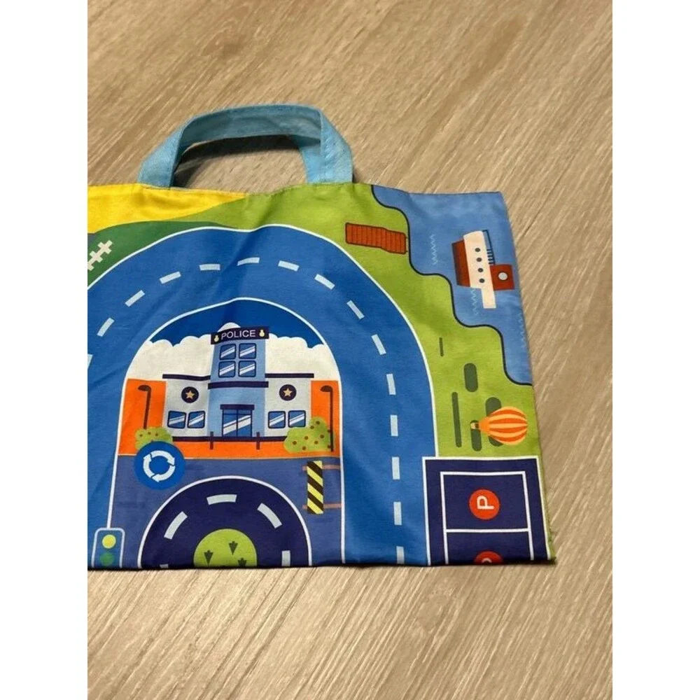 2-in-1 Interactive Play Car Mat and Storage Tote Bag